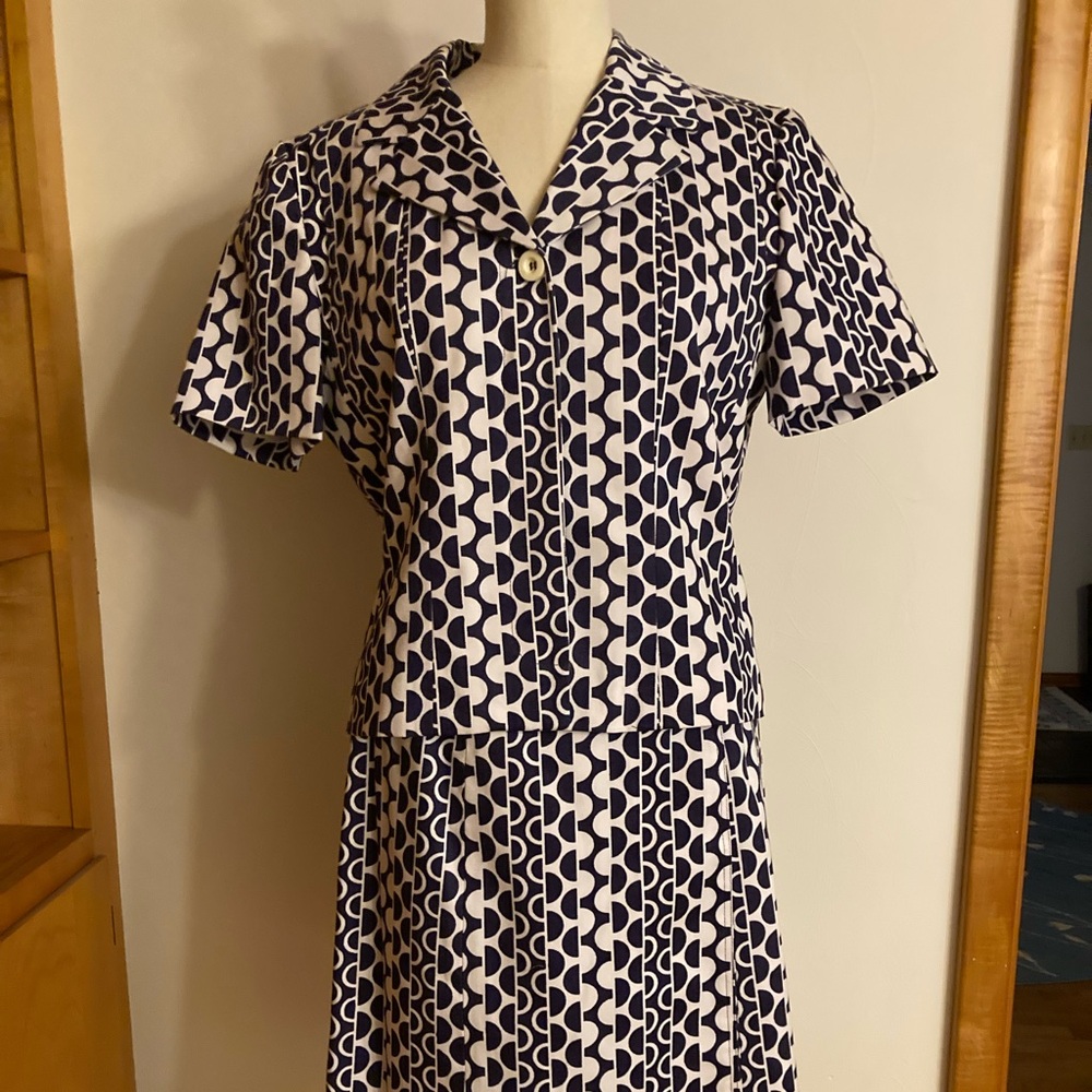 Harve’ Benard Navy/White Skirt Set MCM Retro Asymmetrical 70s